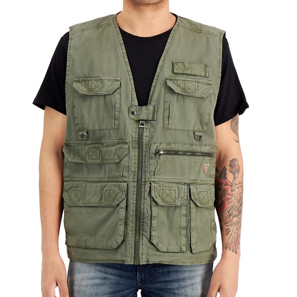 New GUESS Men's Poplin Utility Vest. XS - Picture 4 of 4